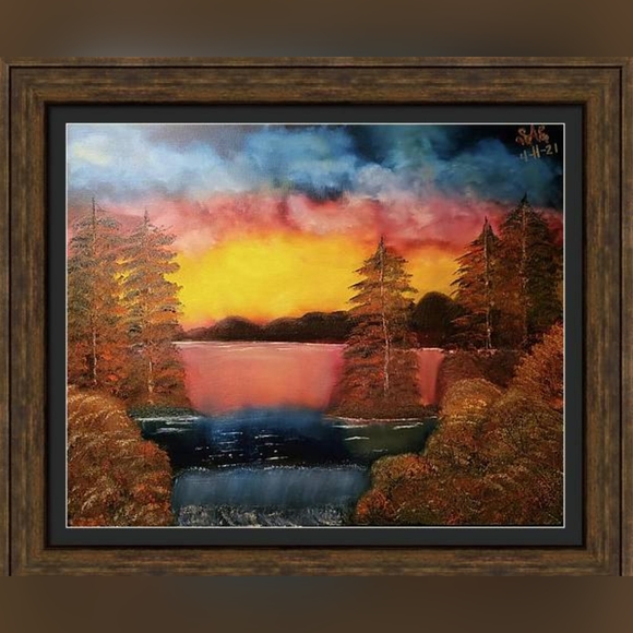 Artisan Hand Crafted Original "Fire Horizon" Landscaping Oil Painting Wall Art - Picture 3 of 6